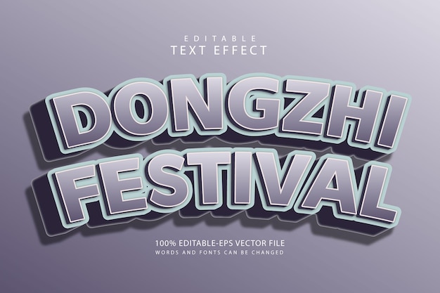 Dongzhi festival efecto de texto editable 3 dimensiones en relieve estilo moderno