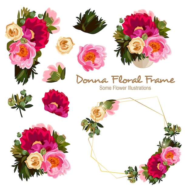 Donna geometrical floral frame ornament