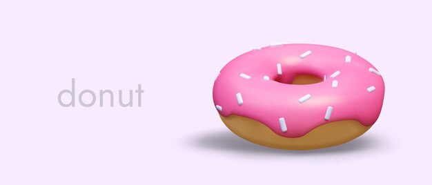 Donut apetitoso con esmaltes rosados y salpicaduras pasteles calientes para llevar