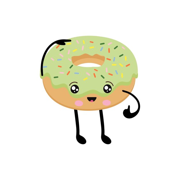 Donut brillante al estilo de kawaii Ilustración vectorial de postre
