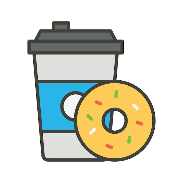 Donut con concepto de café para llevar icono de comida rápida listo para usar y descargar