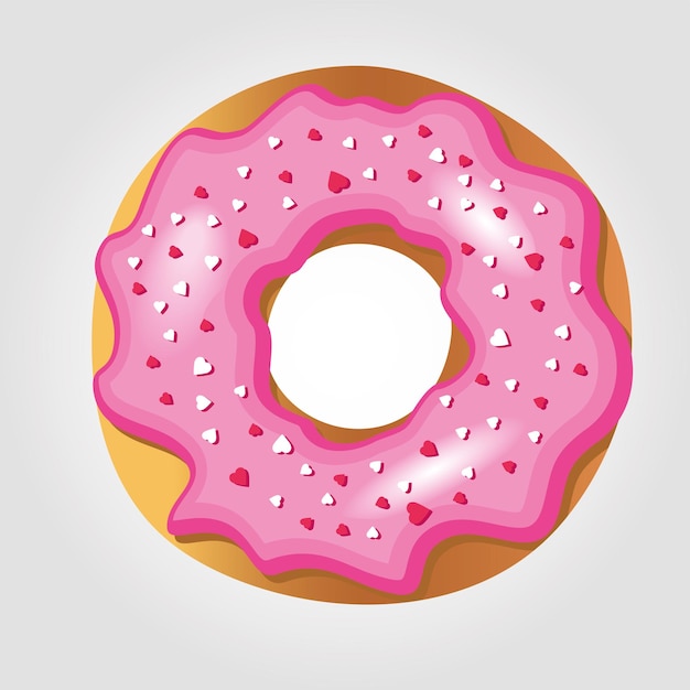 Donut de confitería de ilustración vectorial en glaseado de azúcar pastel de bayas de fruta rosa