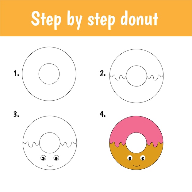 Donut de dibujo paso a paso para niños