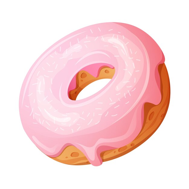 Donut de dibujos animados con glaseado de chocolate sobre un fondo blanco Ilustración vectorial de postres de alimentos pasteles