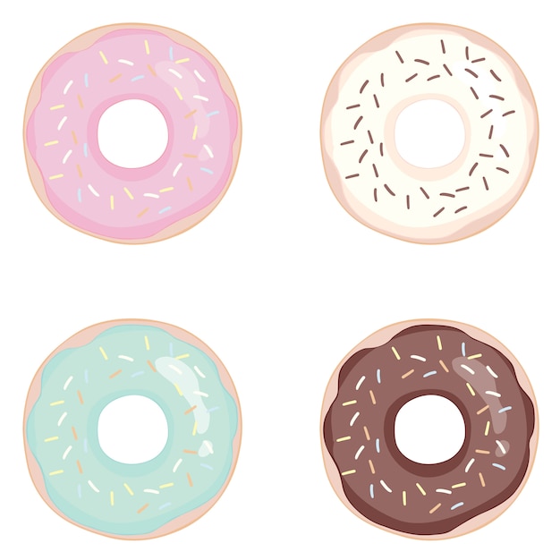 Donut en un fondo blanco. Rosquillas con glaseado.