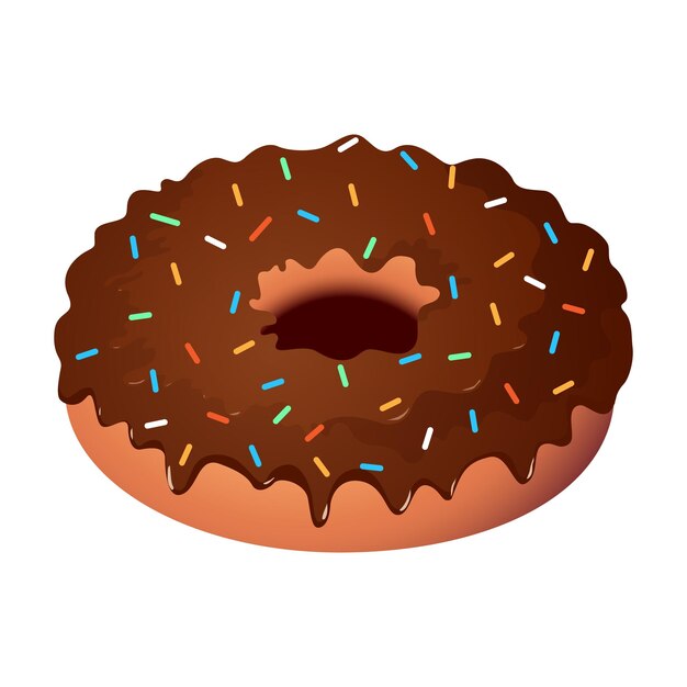 Donut con glaseado de chocolate Ilustración vectorial - Postre dulce Chocolate Sprinkle Donut.