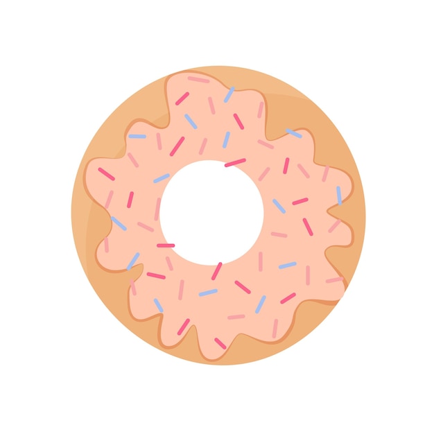Donut en glaseado con especias en estilo plano para el diseño de ilustraciones vectoriales. Comida deliciosa y dulce