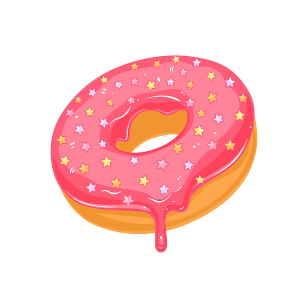 Vector donut glaseado rosa azúcar con chispas