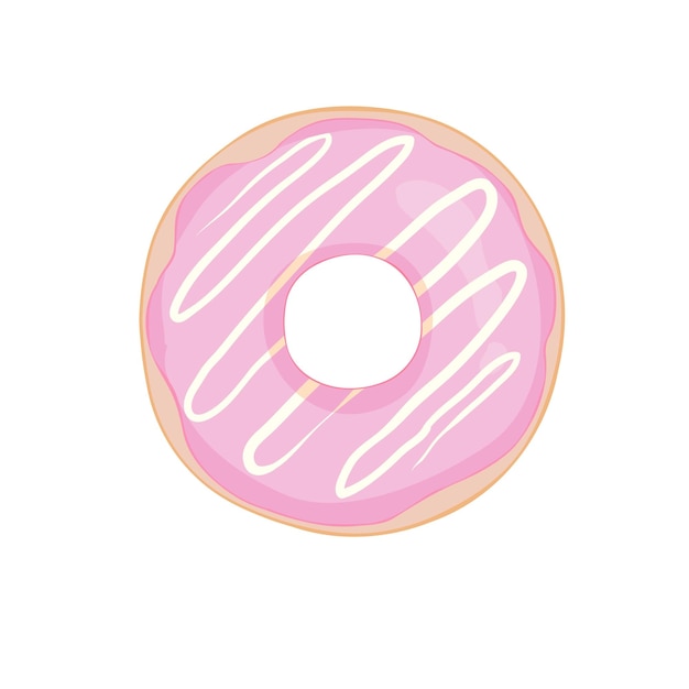 Donut con glaseado rosa donut icono vector ilustración en estilo plano