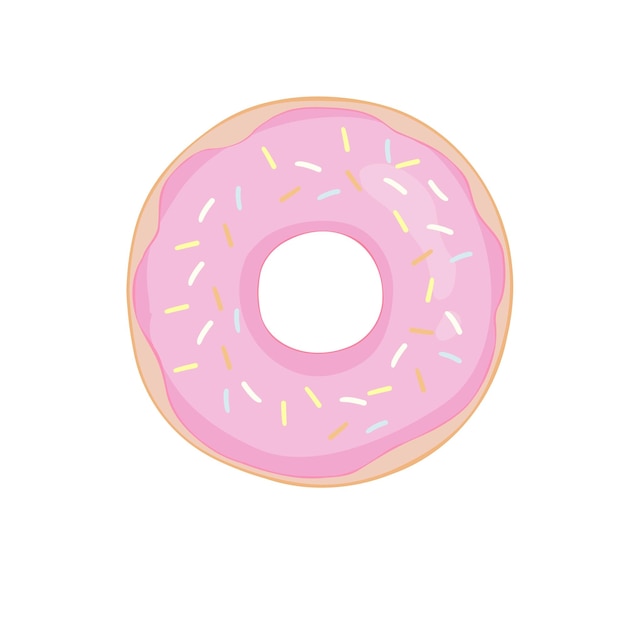 Donut con glaseado rosa donut icono vector ilustración en estilo plano