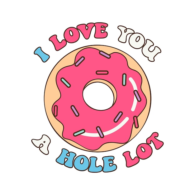 Un donut con glaseado rosa y las palabras te quiero mucho.