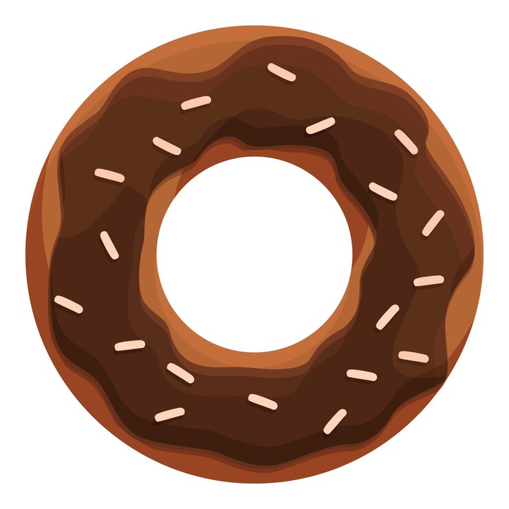 Donut glazado de chocolate con ilustraciones de salpicaduras