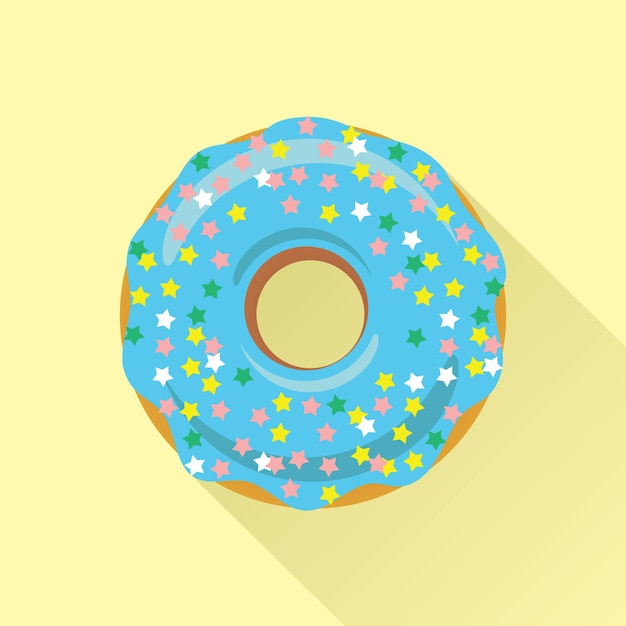 Donut en glaze vector icono de estilo plano