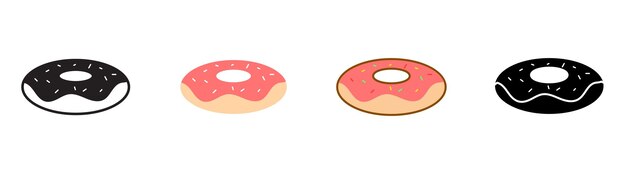 Donut icono glaseado donut contorno grueso icono silueta