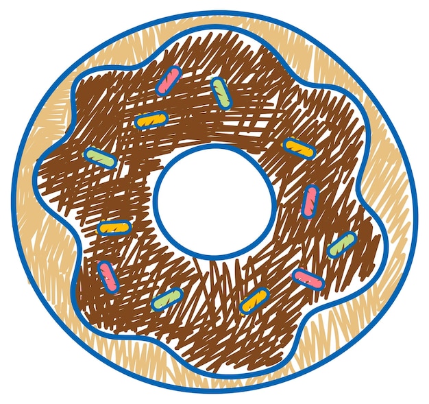 Vector donut en lápiz color boceto estilo simple