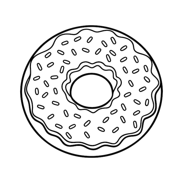 Donut Line Art Vector Ilustración minimalista y divertida para el diseño creativo