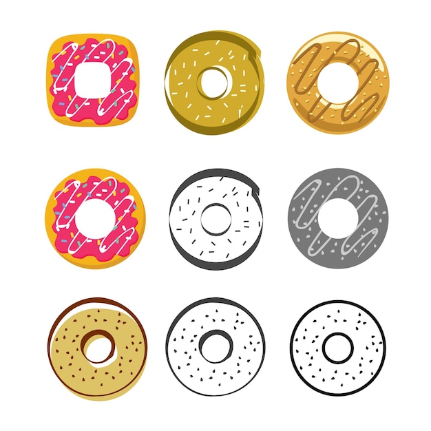 Donut o glaseado donuts iconos conjunto aislado