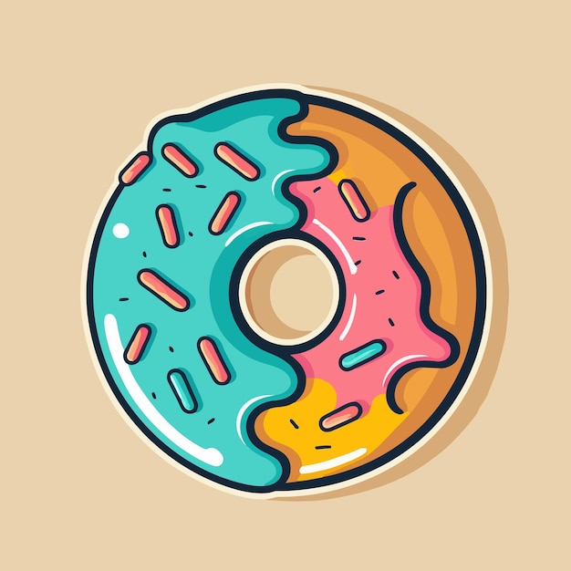 Donut panadería tienda logo dibujos animados donut icono o etiqueta y menú de café