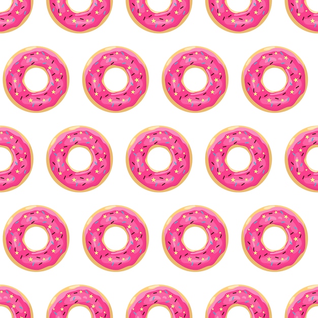 Donut sin patrón. Rosquillas glaseadas de color rosa.