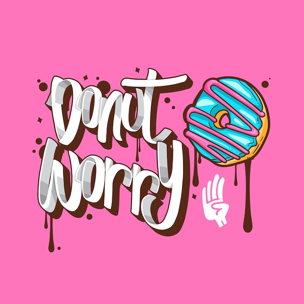 Vector donut, preocupación, donuts, camiseta, citas, vector, ilustración