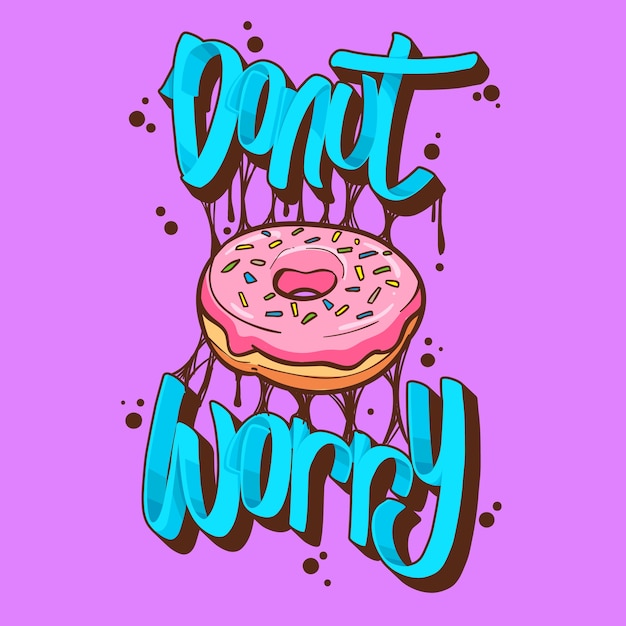 Vector donut, preocupación, donuts, camiseta, citas, vector, ilustración