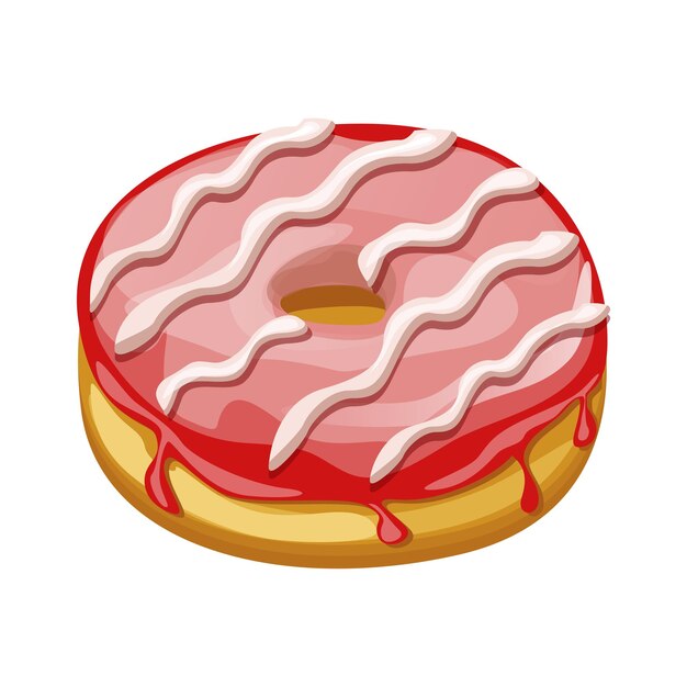 Donut vectorial con glaseado rosa icono de donut postre dulce comida rápida