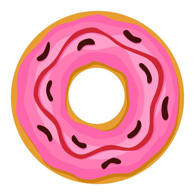 Donut Vista superior postre dulce en glaseado para el diseño del menú decoración de café o caja de entrega Comida dulce con chispas Desayuno tradicional