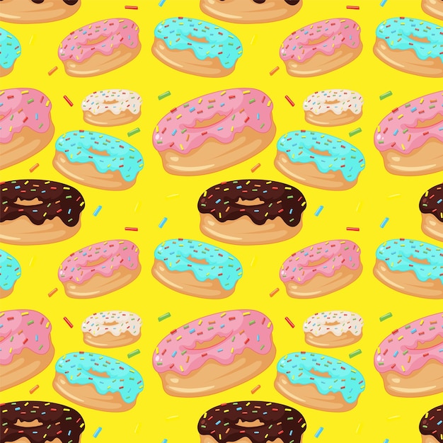Donuts de colores con un patrón sin costuras