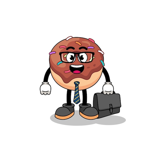 Vector donuts mascota como empresario