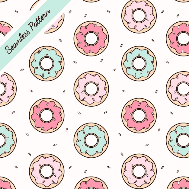 Donuts de patrones sin fisuras Vector Premium