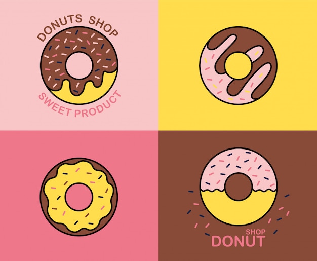 Donuts tienda de elementos, logotipos de colores aislados