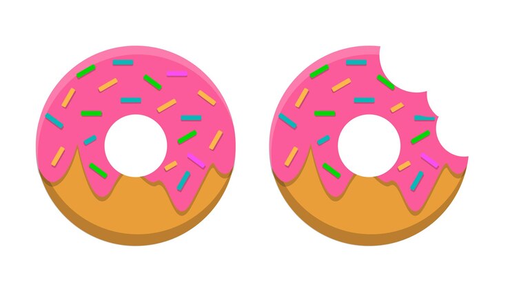 Donuts Vector Icon Ilustración Set Colección de Donut Food Icon Concepto Blanco aislado Estilo plano de dibujos animados