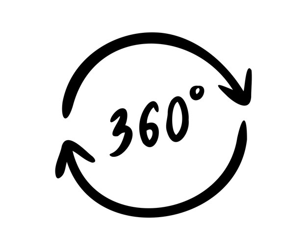 Doodle 360 grados estilo de contorno dibujado a mano