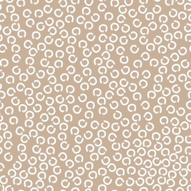 Doodle abstracto de patrones sin fisuras irregulares caóticos círculos blancos sobre fondo beige contrastante