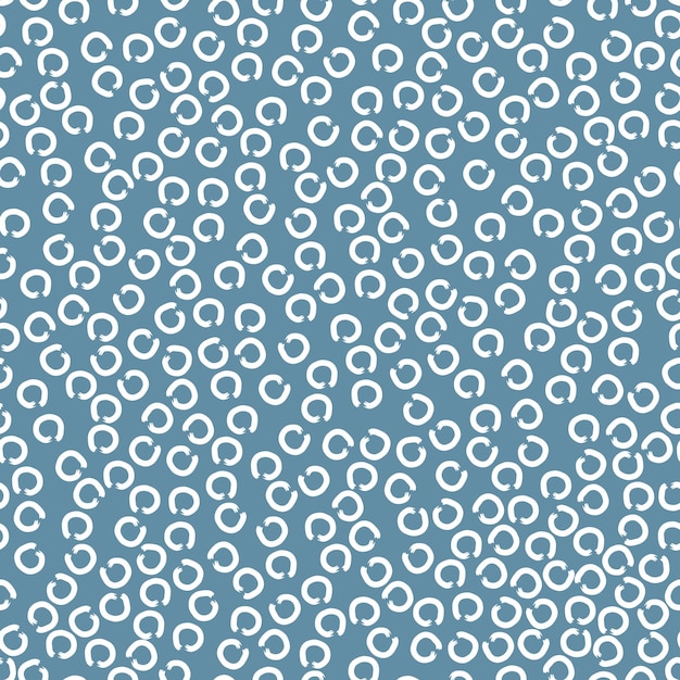 Doodle abstracto de patrones sin fisuras irregulares caóticos círculos blancos sobre fondo contrastante