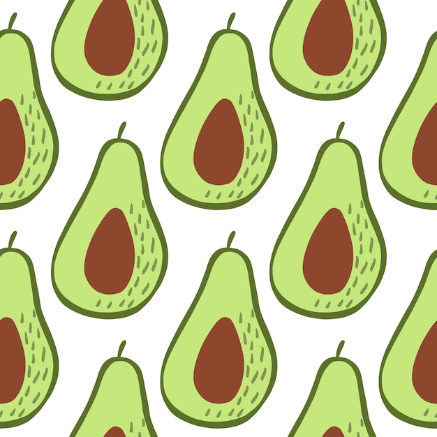 Doodle aguacate de patrones sin fisuras. Fondo botánico dibujado a mano.
