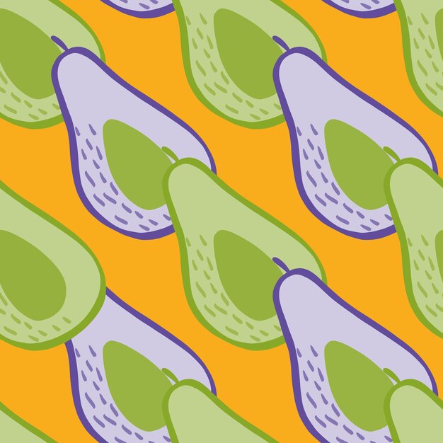 Vector doodle aguacate de patrones sin fisuras telón de fondo botánico dibujado a mano