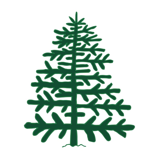 Doodle árbol verde abeto línea arte Dibujado a mano ilustración vectorial Bosque pino Navidad invierno gráficos boceto simple Elemento de diseño aislado