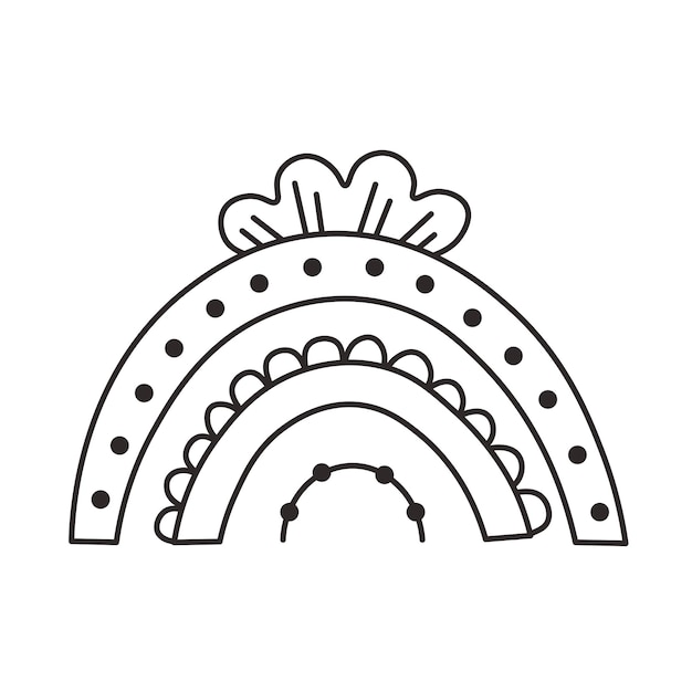 Doodle de arco iris blanco y negro