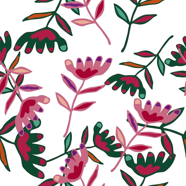 Doodle arte floral de patrones sin fisuras Fondo de pantalla de flores populares Estampado ditsy lindo