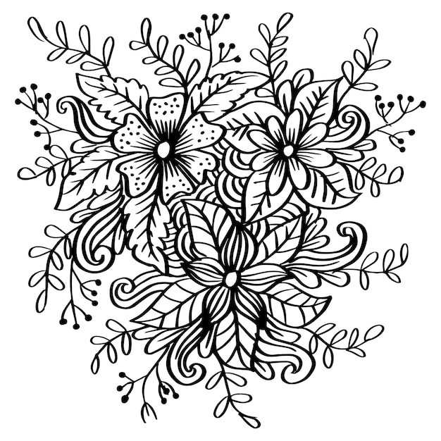 Doodle arte flores zentangle ilustración floral