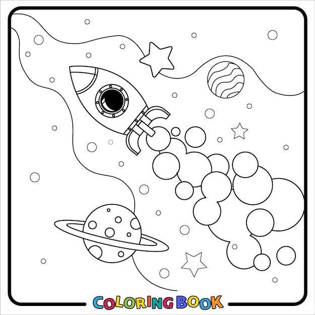 Doodle Astronaut Libro para colorear dibujos animados Hoja de trabajo de arte de líneas para niños