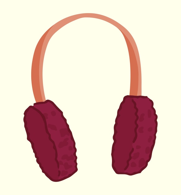 Doodle de un auricular de invierno cálido Clipart de dibujos animados de un sombrero accesorio Ilustración vectorial contemporánea aislada sobre fondo blanco
