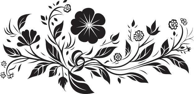 Vector doodle blossoms icono de logotipo floral negro botánicos antiguos emblema vectorial negro dibujado a mano