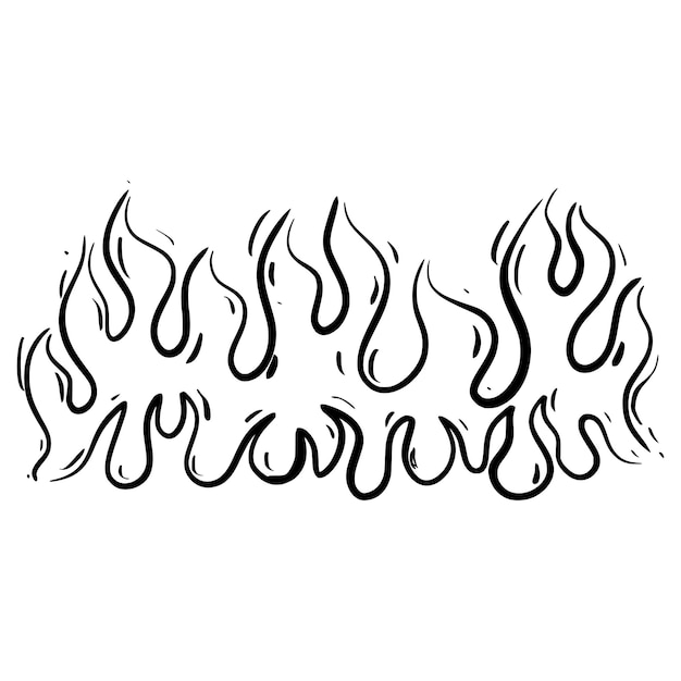Doodle boceto estilo de ilustración de vector de fuego dibujado a mano