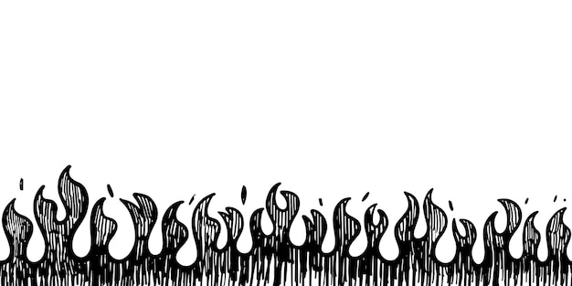Doodle boceto estilo de ilustración de vector de fuego dibujado a mano