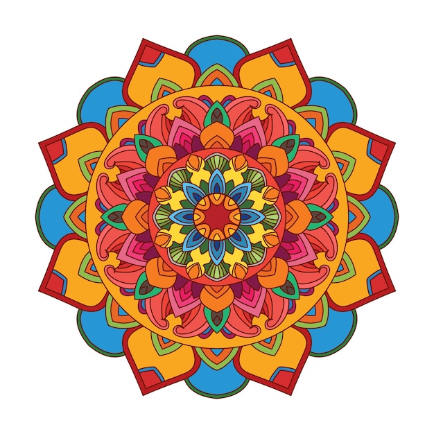 Vector doodle boho floral multicolor mandala