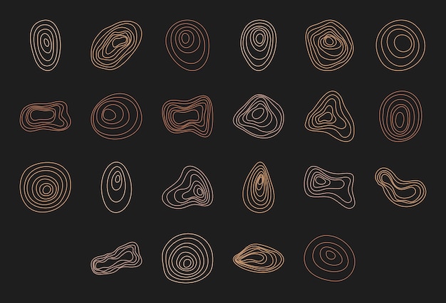 Doodle boho mínimo línea concéntrica círculo conjunto plano abstracto forma asimétrica gráfico de moda orgánico