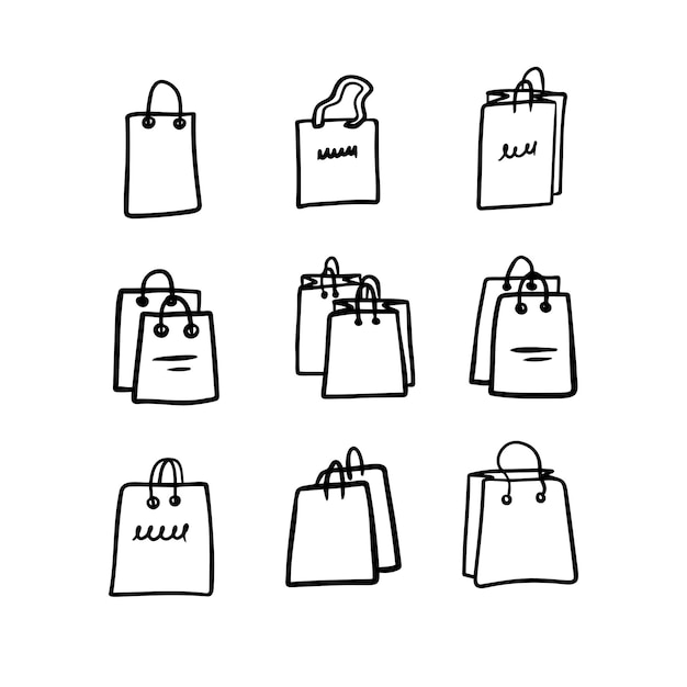 Vector doodle bolsa de compras icono estilo de dibujos animados de boceto dibujado a mano