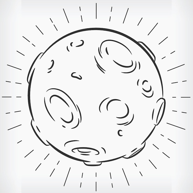 Doodle bosquejo dibujado a mano luna llena
